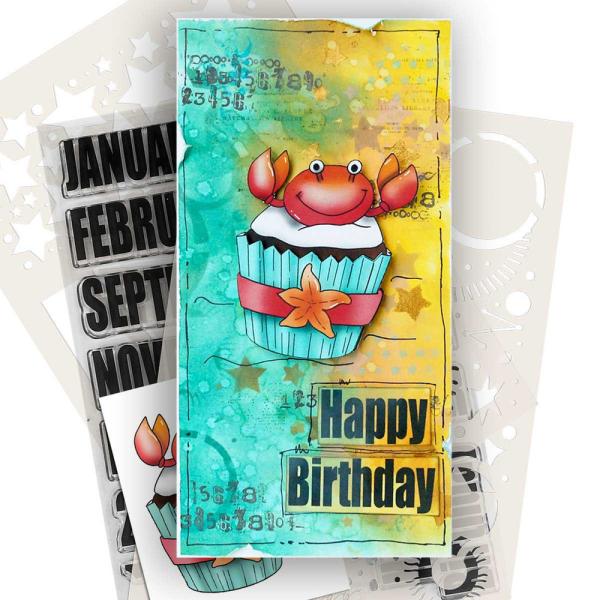 Polkadoodles - Stempelset "Happy Birthday Dates & Messages" Clear Stamp-Set