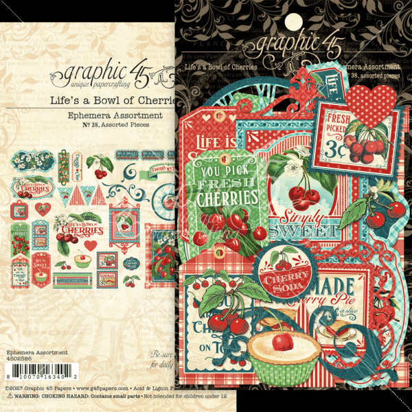 Graphic 45 - Stanzteile "Life's a Bowl of Cherries" Ephemera