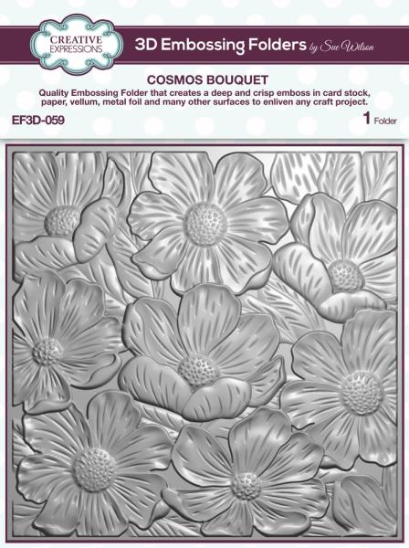 Creative Expressions - 3D Embossingfolder 6x6 Inch "Cosmos Bouquet" Prägefolder 
