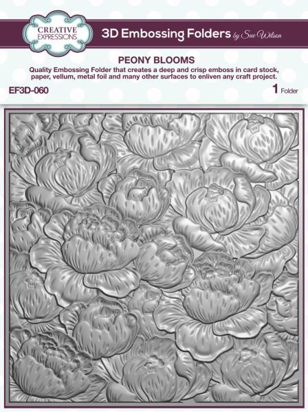 Creative Expressions - 3D Embossingfolder 6x6 Inch "Peony Blooms" Prägefolder 