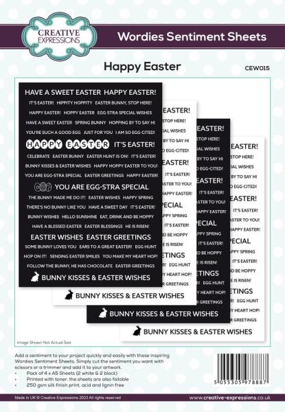 Creative Expressions - Embellishment "Happy Easter" Wordies Sentiment Sheets 6x8 Inch