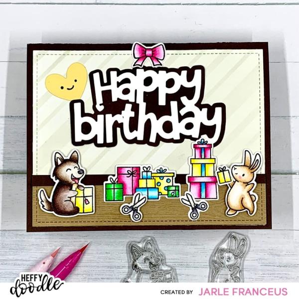 Heffy Doodle - Stanzschablone "Happy Birthday Jumbo Sentiment" Dies  