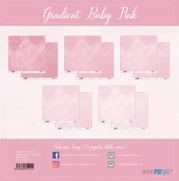 Papers For You - Designpapier "Gradient Baby Pink" Scrap Paper Pack 30,5 x 32 cm - 10 Bogen