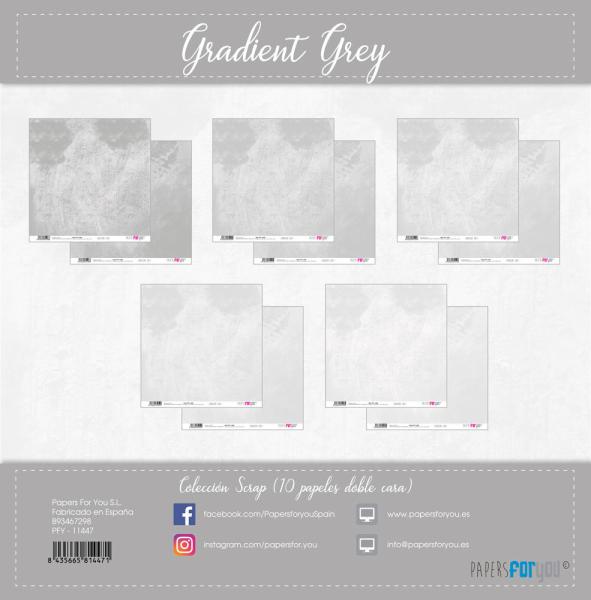 Papers For You - Designpapier "Gradient Grey" Scrap Paper Pack 30,5 x 32 cm - 10 Bogen