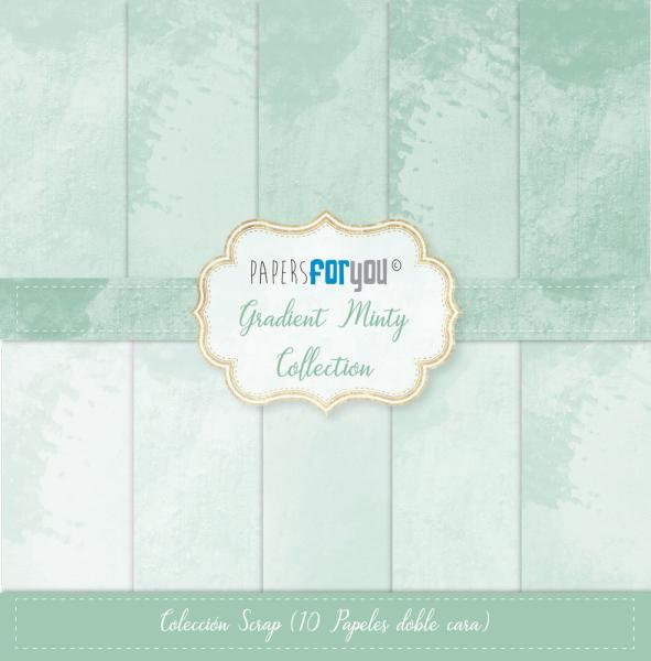 Papers For You - Designpapier "Gradient Minty" Scrap Paper Pack 30,5 x 32 cm - 10 Bogen