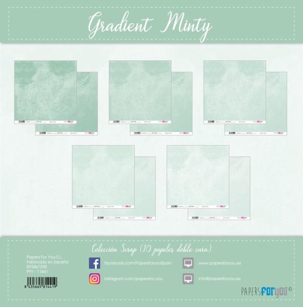 Papers For You - Designpapier "Gradient Minty" Scrap Paper Pack 30,5 x 32 cm - 10 Bogen