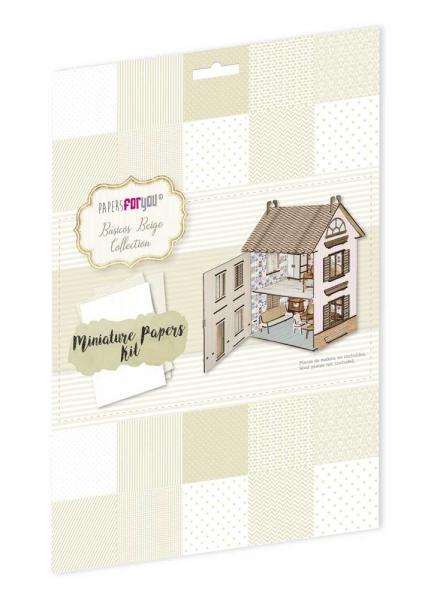 Papers For You - Miniatur Papier Set "Básicos Beige" Miniature Papers Kit - 10 Bogen