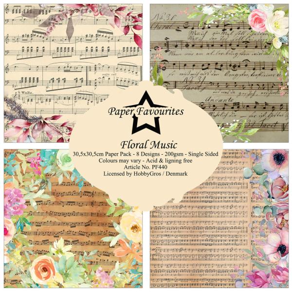 Paper Favourites - Designpapier "Floral Music" Paper Pack 12x12 Inch 8 Bogen