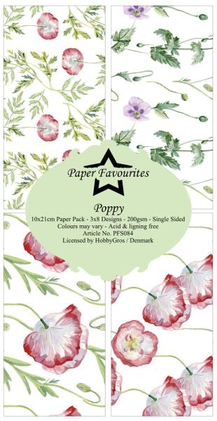 Paper Favourites - Designpapier "Poppy " Slim Paper Pack 3x8 Inch - 24 Bogen