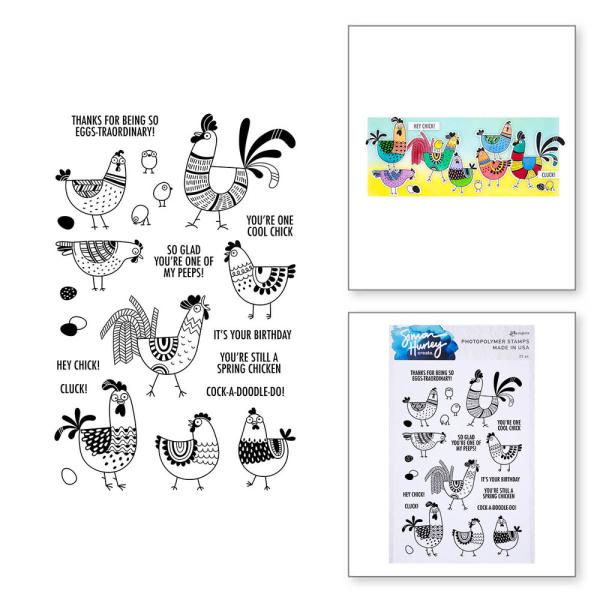Spellbinders - Stempelset "Spring Chicken" Clear Stamps Ranger by Simon Hurley 