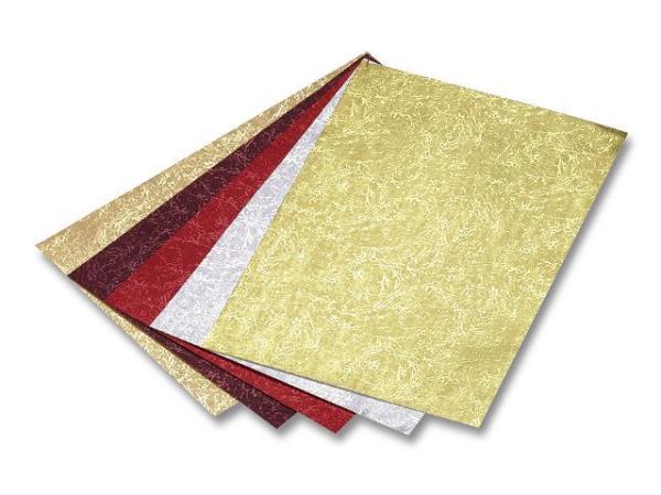 Kreativkarton "Karat metallic", 50x70cm, 5 Blatt, farbig sortiert