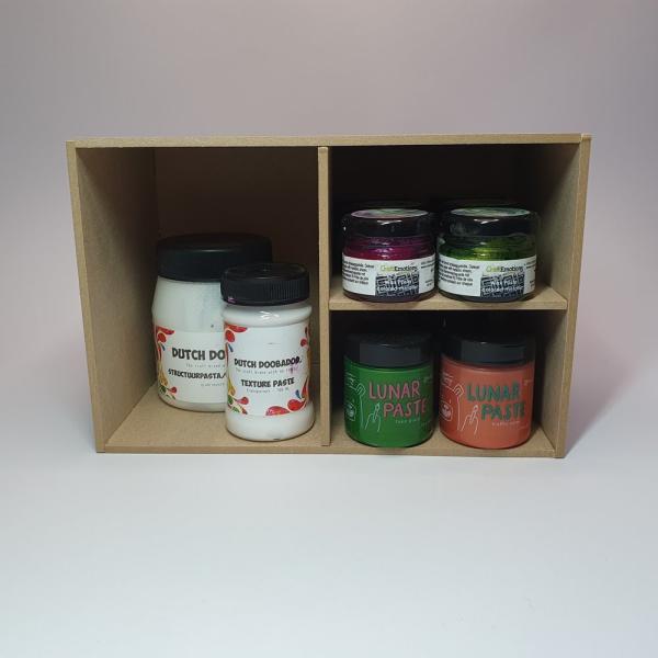 Pronty Crafts - MDF Organizer Grundbox mit 3 Fächern "Half Box Three Boxes"