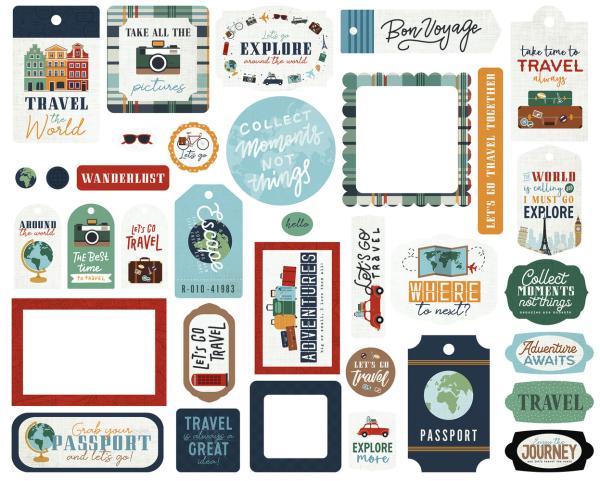 Echo Park - Stanzteile & Anhänger "Let's Go Travel" Frames & Tags 