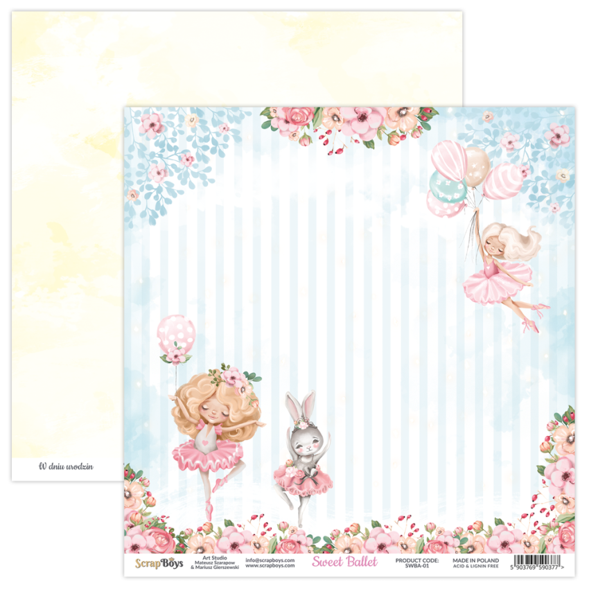 ScrapBoys - Designpapier "Sweet Ballet" Paper Pack 6x6 Inch - 24 Bogen