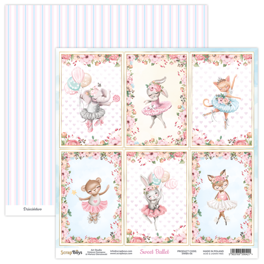 ScrapBoys - Designpapier "Sweet Ballet" Paper Pack 6x6 Inch - 24 Bogen