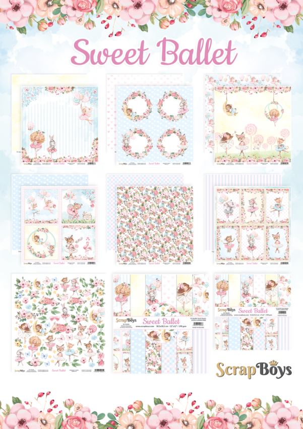 ScrapBoys - Designpapier "Sweet Ballet" Paper Pack 6x6 Inch - 24 Bogen