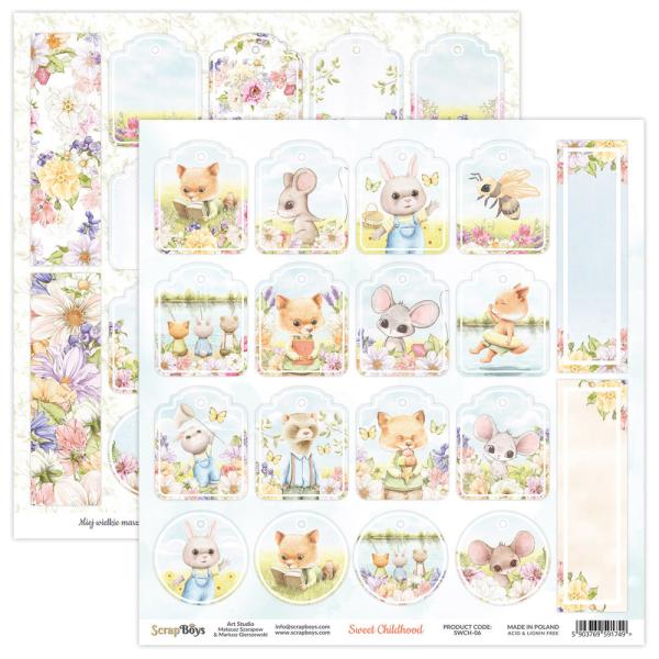 ScrapBoys - Designpapier "Sweet Childhood" Paper Pack 6x6 Inch - 24 Bogen