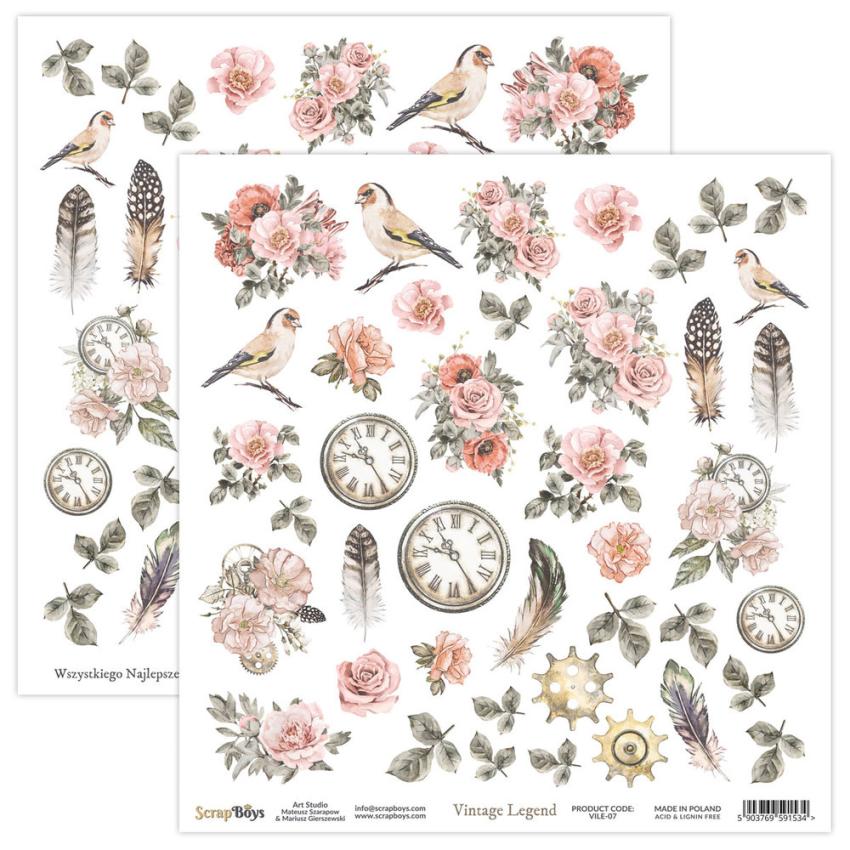 ScrapBoys - Designpapier "Vintage Legend" Paper Pack 12x12 Inch - 12 Bogen