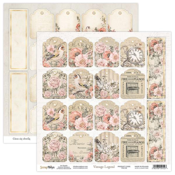 ScrapBoys - Designpapier "Vintage Legend" Paper Pack 6x6 Inch - 24 Bogen