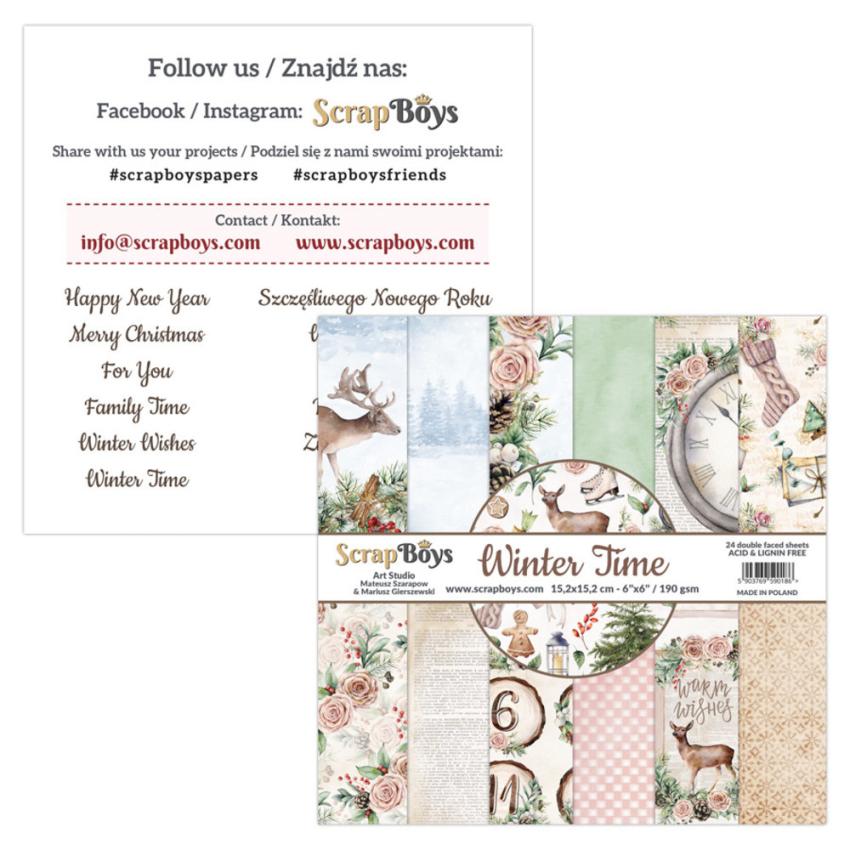 ScrapBoys - Designpapier "Winter Time" Paper Pack 6x6 Inch - 24 Bogen