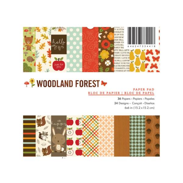 American Crafts - Designpapier "Woodland forest" Paper Pack 6x6 Inch - 36 Bogen