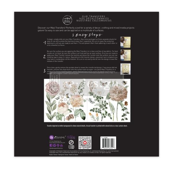Re-Design with Prima - Transfer Aufkleber 12x12 Inch "An Afternoon In The Garden" Decor Transfer 2 Bogen 