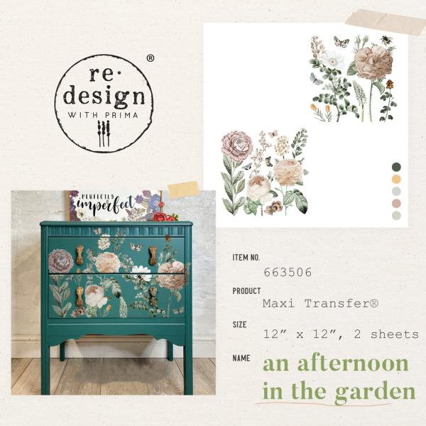 Re-Design with Prima - Transfer Aufkleber 12x12 Inch "An Afternoon In The Garden" Decor Transfer 2 Bogen 
