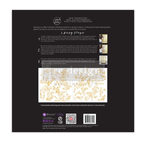 Re-Design with Prima - Transfer Aufkleber 12x12 Inch "Dainty Blooms" Decor Transfer 2 Bogen 
