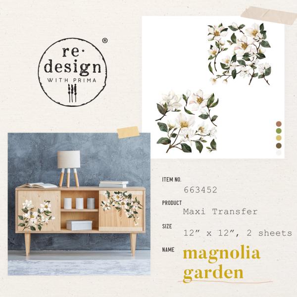Re-Design with Prima - Transfer Aufkleber 12x12 Inch "Magnolia Garden" Decor Transfer 2 Bogen 