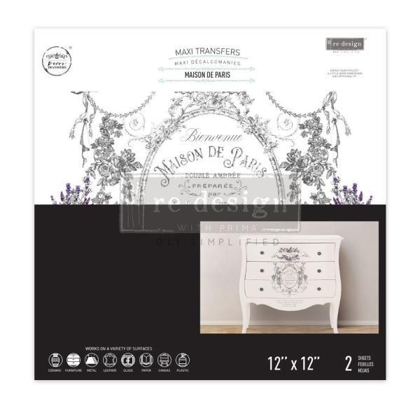 Re-Design with Prima - Transfer Aufkleber 12x12 Inch "Maison De Paris" Decor Transfer 2 Bogen 