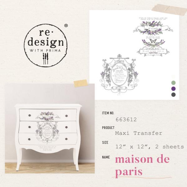 Re-Design with Prima - Transfer Aufkleber 12x12 Inch "Maison De Paris" Decor Transfer 2 Bogen 
