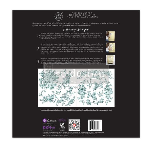 Re-Design with Prima - Transfer Aufkleber 12x12 Inch "Minty Roses" Decor Transfer 2 Bogen 