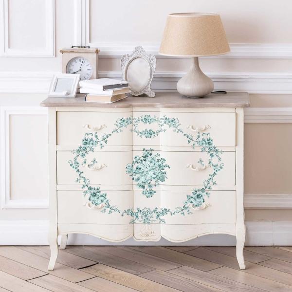 Re-Design with Prima - Transfer Aufkleber 12x12 Inch "Minty Roses" Decor Transfer 2 Bogen 