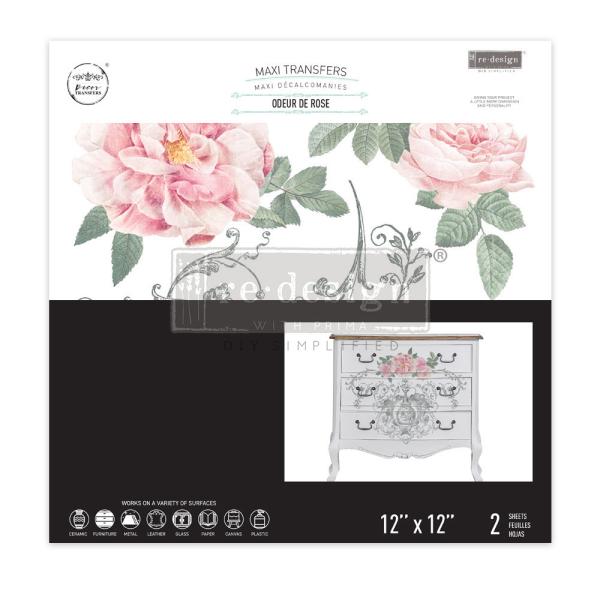 Re-Design with Prima - Transfer Aufkleber 12x12 Inch "Odeur De Rose" Decor Transfer 2 Bogen 