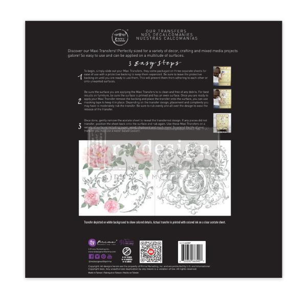 Re-Design with Prima - Transfer Aufkleber 12x12 Inch "Odeur De Rose" Decor Transfer 2 Bogen 