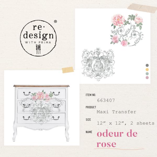 Re-Design with Prima - Transfer Aufkleber 12x12 Inch "Odeur De Rose" Decor Transfer 2 Bogen 