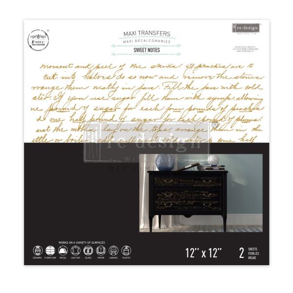 Re-Design with Prima - Transfer Aufkleber 12x12 Inch "Sweet Notes" Decor Transfer 2 Bogen 