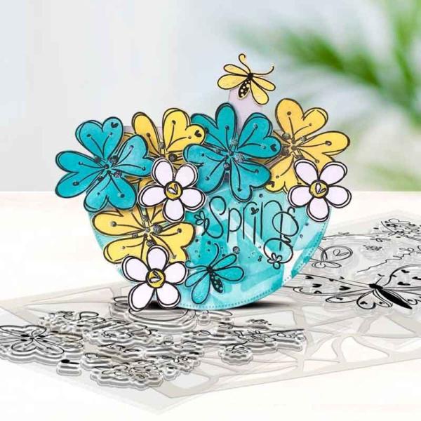 Polkadoodles - Stempelset "Hearts and Flowers Butterfly 1" Clear Stamps