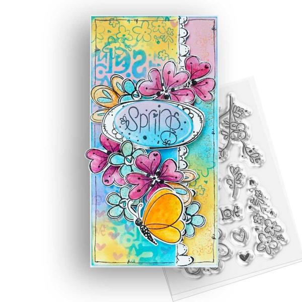 Polkadoodles - Stempelset "Hearts and Flowers Butterfly 2" Clear Stamps