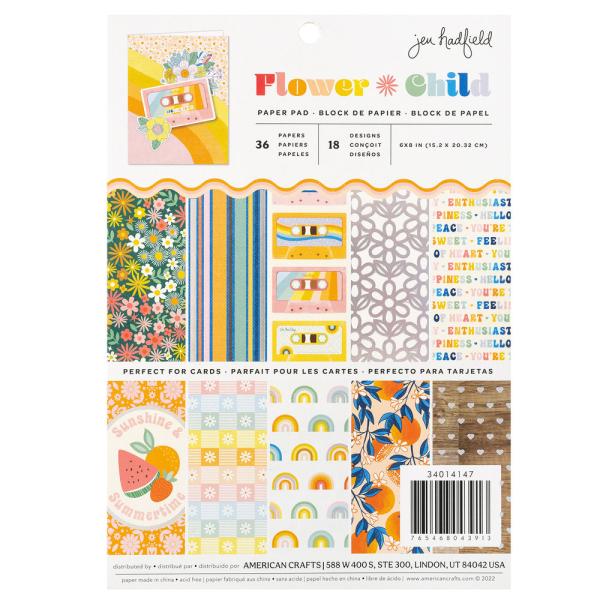 American Crafts - Designpapier "Flower Child" Paper Pack 6x8 Inch - 36 Bogen
