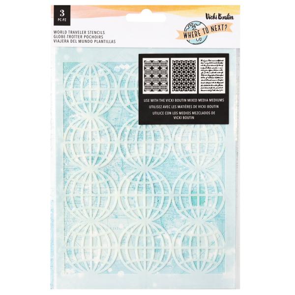 American Crafts - Schablone 6x9,12 Inch "World Traveler" Stencil