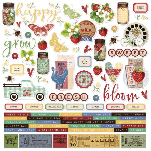 Simple Stories - Aufkleber "Simple Vintage Berry Fields" Cardstock Sticker 