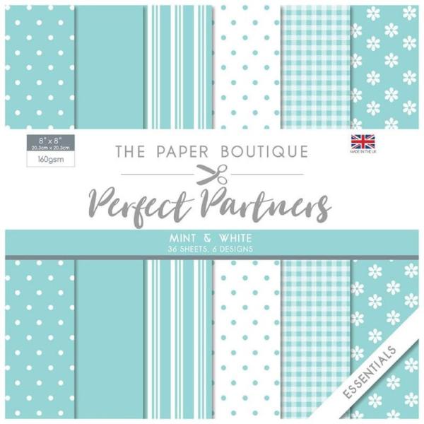 The Paper Boutique - Designpapier "Mint & White" Perfect Partners 8x8 Inch