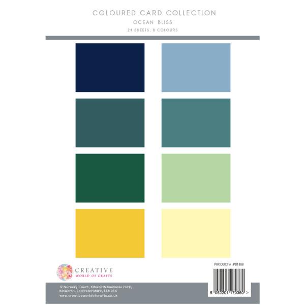 The Paper Boutique - Cardstock "Ocean Bliss" Colour Card Collection A4 - 24 Bogen