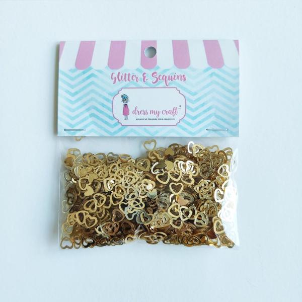 Dress My Craft - Pailetten - Streuteile "Golden Heart" Sequins Mix 8g