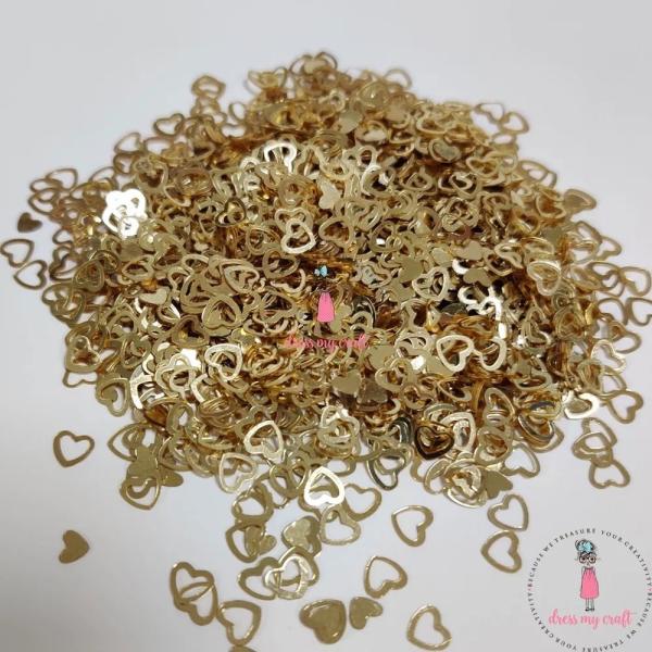 Dress My Craft - Pailetten - Streuteile "Golden Heart" Sequins Mix 8g