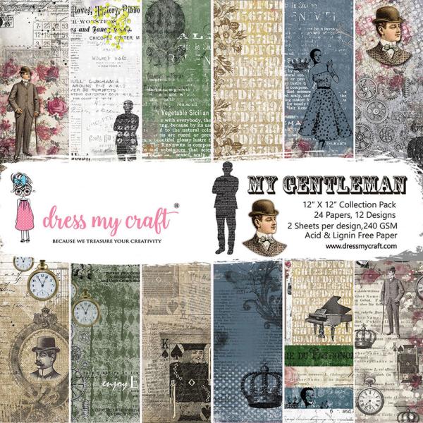 Dress My Craft - Designpapier "My Gentleman" Paper Pack 12x12 Inch - 24 Bogen