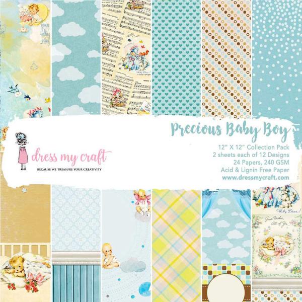 Dress My Craft - Designpapier "Precious Baby Boy" Paper Pack 12x12 Inch - 24 Bogen