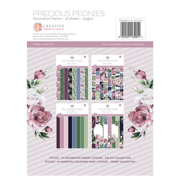 The Paper Tree - Designpapier "Precious Peonies" Paper Pack A4 - 16 Bogen