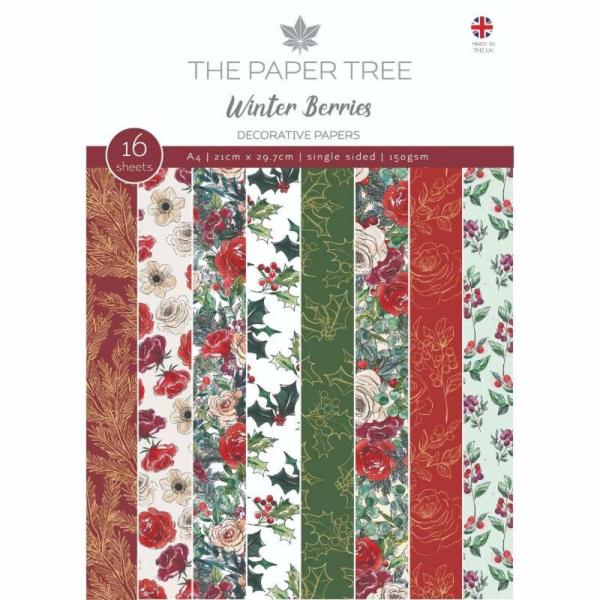 The Paper Tree - Designpapier "Winter Berries" Paper Pack A4 - 16 Bogen